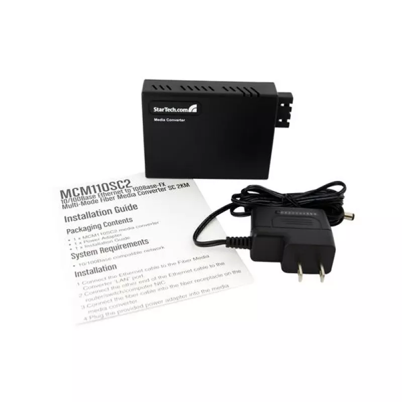 StarTech.com MCM110SC2EU 10/100 kelių režimų šviesolaidinis Ethernet media keitiklis SC 2 km