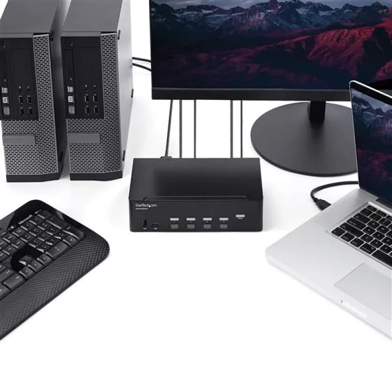 StarTech.com 4 prievadų HDMI KVM jungiklis - 4K 30Hz - Dvigubas ekranas
