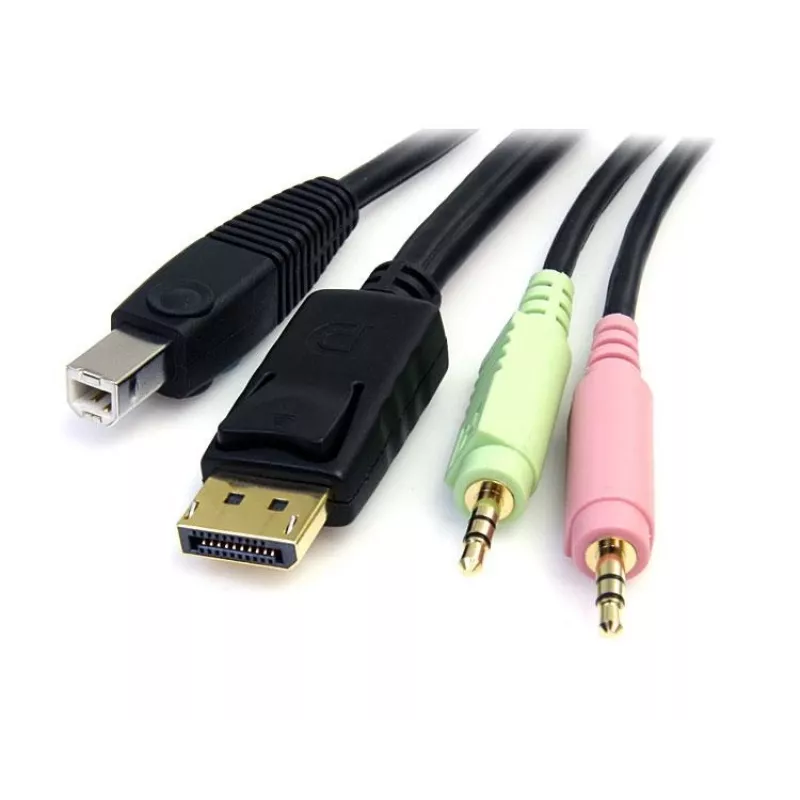 StarTech.com 1,8 m 4-in-1 USB DisplayPort KVM laidas su garsu ir mikrofonu