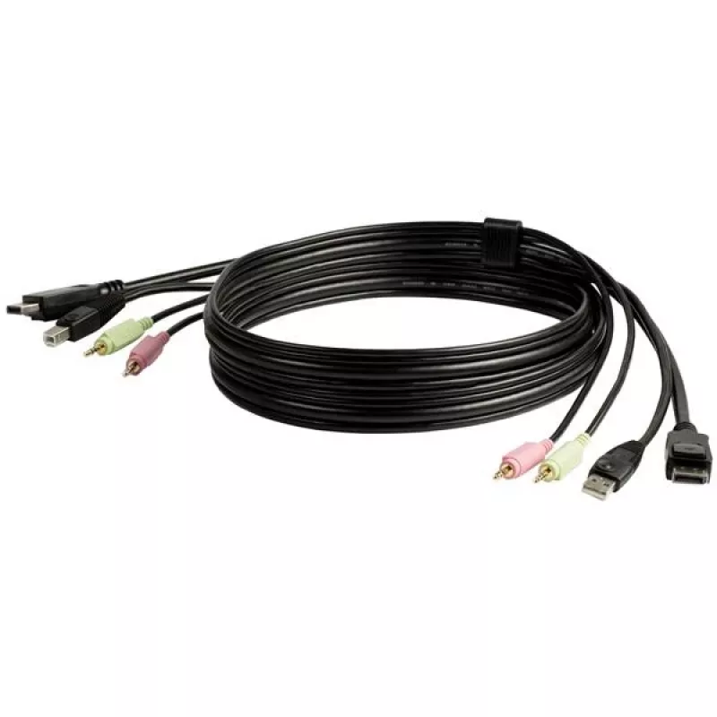 StarTech.com 1,8 m 4-in-1 USB DisplayPort KVM laidas su garsu ir mikrofonu