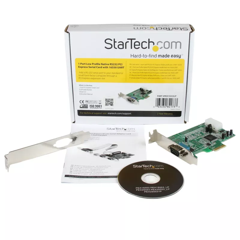 StarTech.com 1 prievado PCI Express RS232 serijinio adapterio kortelė - PCIe RS232 serijinio valdiklio kortelė - PCIe į serijinį DB9 - 16550 UART - žemo profilio plėtimosi kortelė - Windows ir Linux