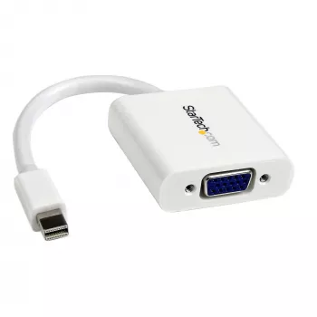StarTech.com Mini DisplayPort į VGA adapteris – aktyvus Mini DP į VGA keitiklis, 1080p vaizdas, mDP arba Thunderbolt 1/2 Mac/PC prie VGA monitoriaus/projektoriaus/ekrano, mDP 1.2 į VGA raktas, baltas