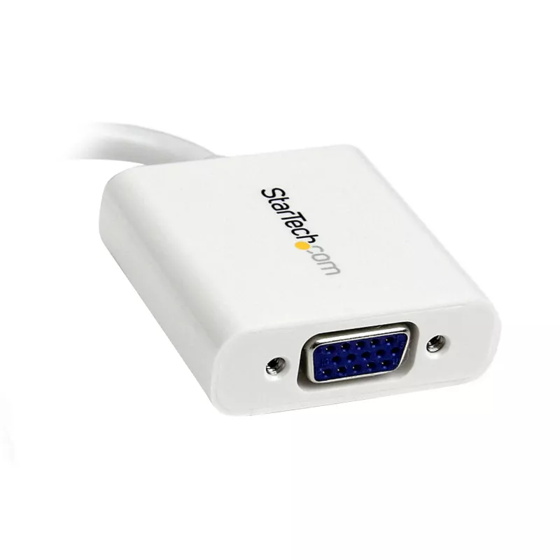 StarTech.com Mini DisplayPort į VGA adapteris – aktyvus Mini DP į VGA keitiklis, 1080p vaizdas, mDP arba Thunderbolt 1/2 Mac/PC prie VGA monitoriaus/projektoriaus/ekrano, mDP 1.2 į VGA raktas, baltas