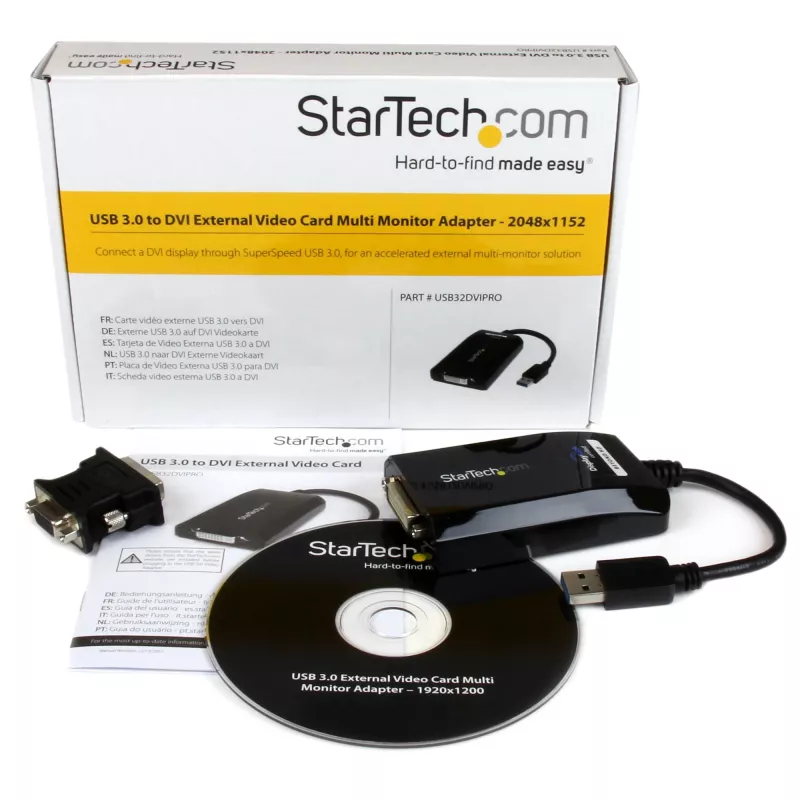 StarTech.com USB 3.0 į DVI / VGA adapteris – 2048x1152, USB 3.2 Gen 1 (3.1 Gen 1), USB Type-A, DVI išėjimas, 2048 x 1152 pikseliai