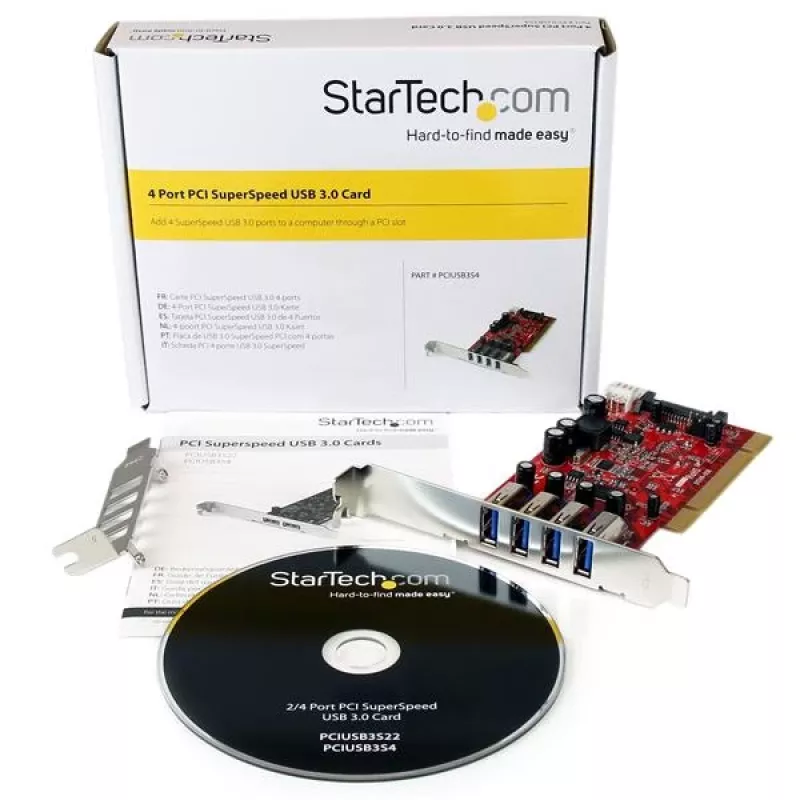 StarTech.com 4 prievadų PCI USB 3.0 adapterio kortelė su SATA/SP4 maitinimu