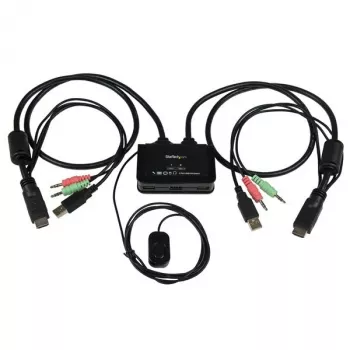 StarTech.com 2 prievadų USB HDMI KVM jungiklis su garsu ir nuotoliniu jungikliu – USB maitinamas