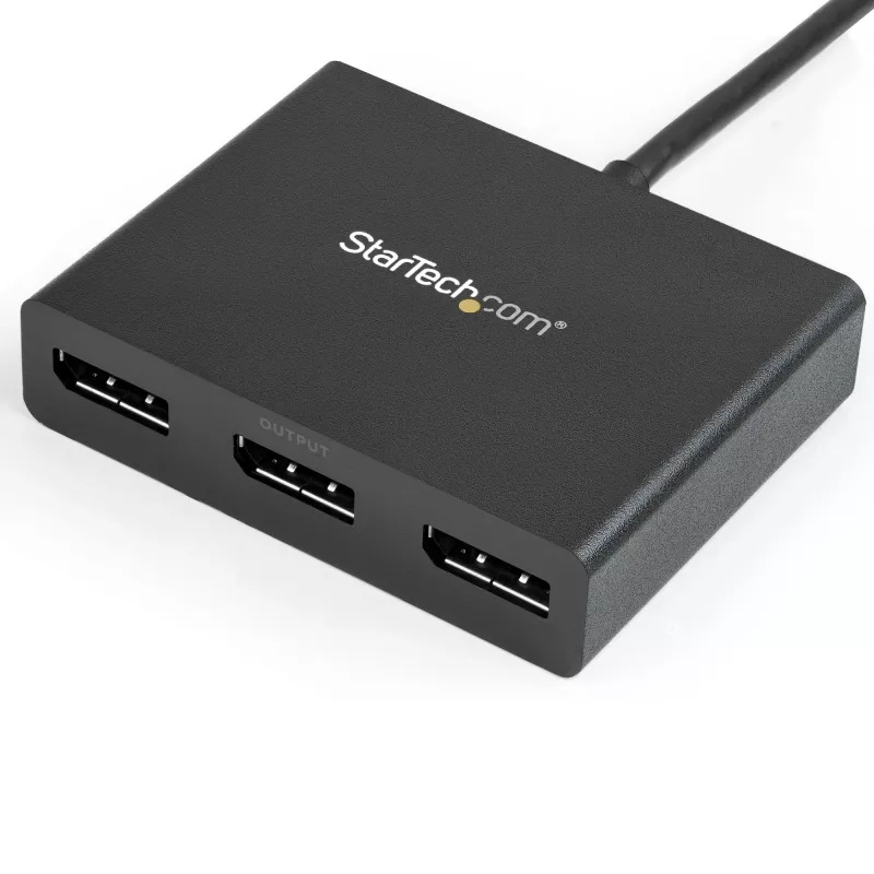 StarTech.com 3 prievadų kelių monitorių adapteris – Mini DisplayPort į DisplayPort MST šakotuvas, dvigubas 4K 30Hz ir 1x 1080p – vaizdo skirstytuvas išplėstiniam darbalaukiui tik Windows – mDP 1.2 į 3x DP