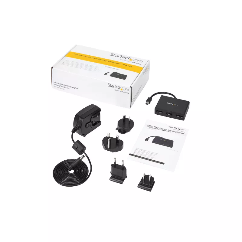 StarTech.com 3 prievadų kelių monitorių adapteris – Mini DisplayPort į DisplayPort MST šakotuvas, dvigubas 4K 30Hz ir 1x 1080p – vaizdo skirstytuvas išplėstiniam darbalaukiui tik Windows – mDP 1.2 į 3x DP