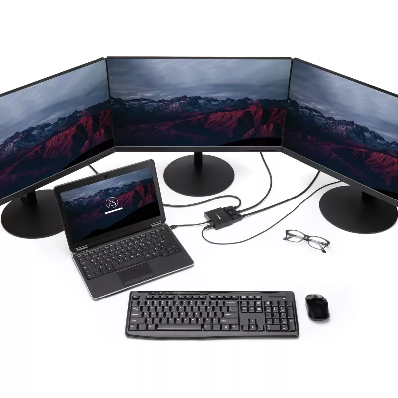 StarTech.com 3 prievadų kelių monitorių adapteris – Mini DisplayPort į DisplayPort MST šakotuvas, dvigubas 4K 30Hz ir 1x 1080p – vaizdo skirstytuvas išplėstiniam darbalaukiui tik Windows – mDP 1.2 į 3x DP