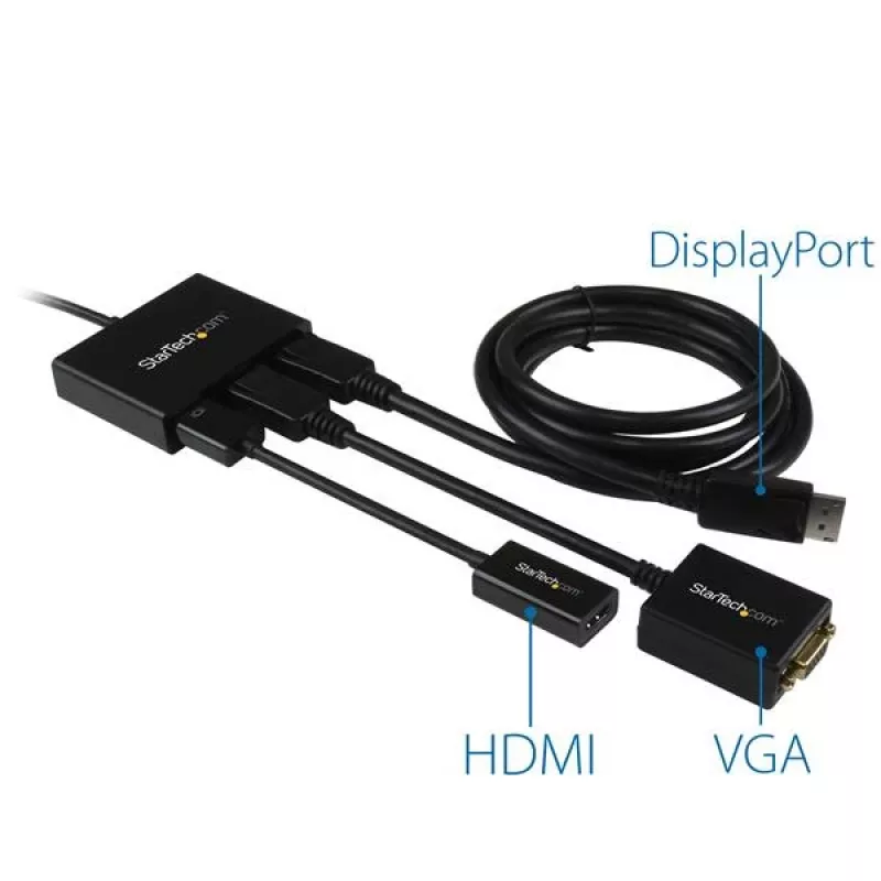 StarTech.com 3 prievadų kelių monitorių adapteris – DisplayPort 1.2 MST šakotuvas iki dviejų 4K 30Hz ir vieno 1080p – vaizdo skirstytuvas išplėstiniam darbalaukiui, skirtas tik Windows PC – DP į 3x DP monitorius