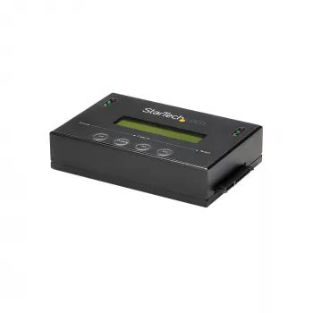 StarTech.com SATDUP11 1:1 atskiras standžiųjų diskų kopijavimo ir trynimo įrenginys, SATA HDD/SSD, LCD ekranas, TAA, nepriklausomas nuo OS
