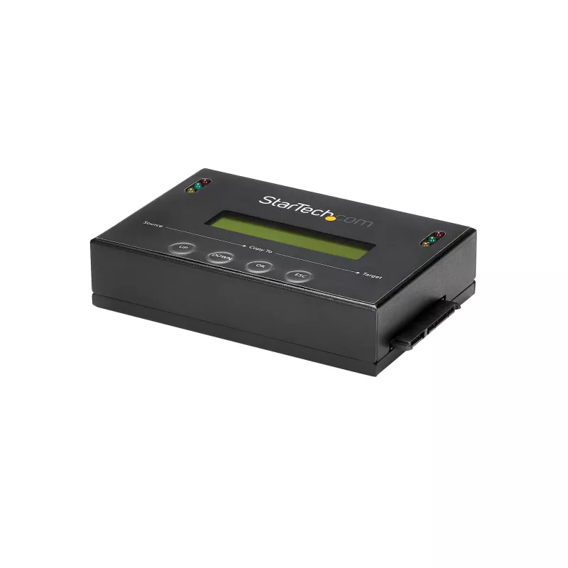 StarTech.com SATDUP11 1:1 atskiras standžiųjų diskų kopijavimo ir trynimo įrenginys, SATA HDD/SSD, LCD ekranas, TAA, nepriklausomas nuo OS