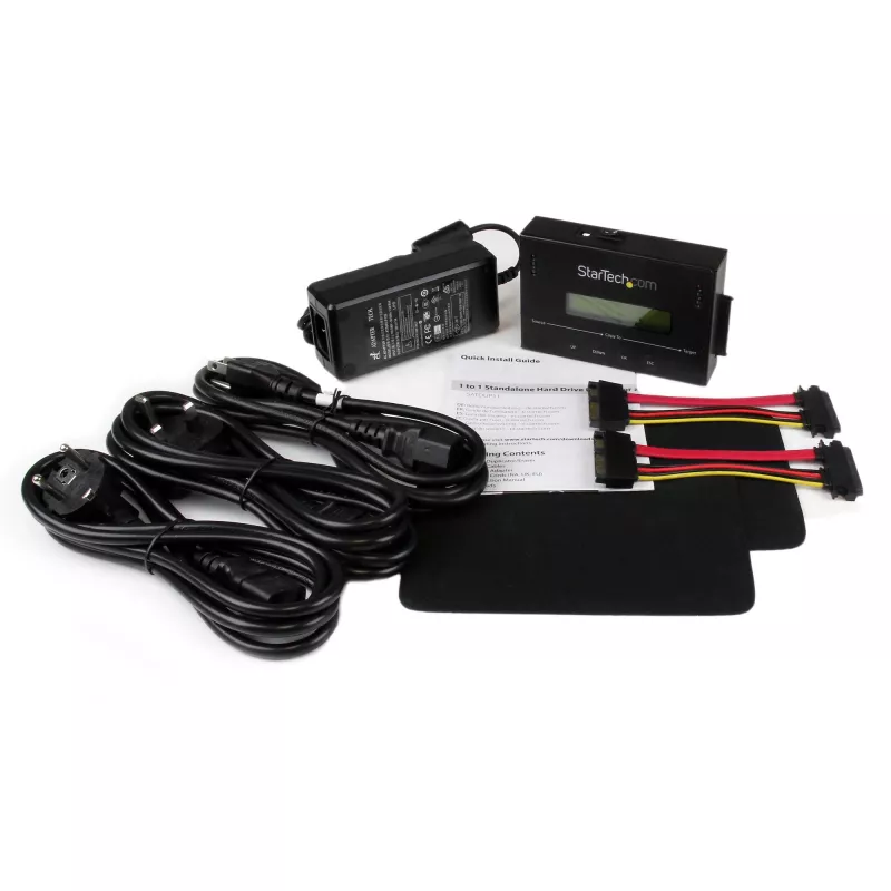 StarTech.com SATDUP11 1:1 atskiras standžiųjų diskų kopijavimo ir trynimo įrenginys, SATA HDD/SSD, LCD ekranas, TAA, nepriklausomas nuo OS