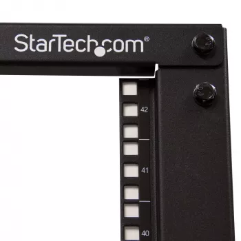 StarTech.com 4-Post 42U mobilus atviro rėmo serverių stovas, keturių stulpų 19 colių tinklo stovas su ratukais, reguliuojamo gylio riedantis stovas kompiuteriams/AV/duomenų/IT įrangai - ratukai, išlyginimo kojelės arba tvirtinimas prie grindų