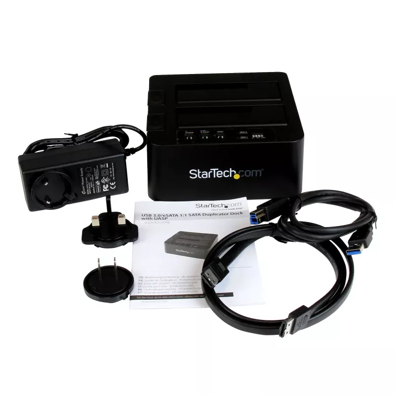 StarTech.com SDOCK2U33RE dviejų lizdų standžiųjų diskų dublikatorius / dokas, USB 3.0 / eSATA, 2,5/3,5 col. SATA III HDD/SSD