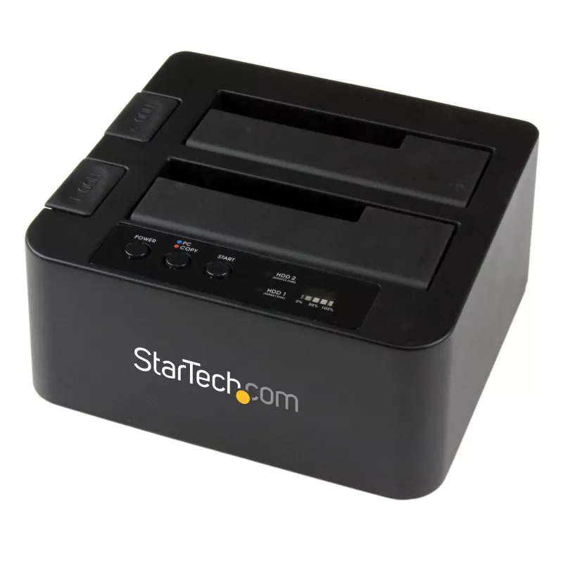 StarTech.com SDOCK2U33RE dviejų lizdų standžiųjų diskų dublikatorius / dokas, USB 3.0 / eSATA, 2,5/3,5 col. SATA III HDD/SSD