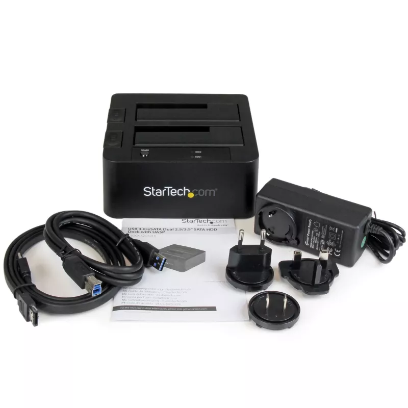 StarTech.com SDOCK2U33EB Dviejų lizdų USB 3.0 / eSATA į SATA standžiųjų diskų dokas