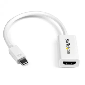 StarTech.com Mini DisplayPort į HDMI adapteris – aktyvus mDP į HDMI vaizdo keitiklis – 4K 30Hz – Mini DP arba Thunderbolt 1/2 Mac/PC prie HDMI monitoriaus/TV/ekrano – mDP 1.2 į HDMI adapteris – baltas
