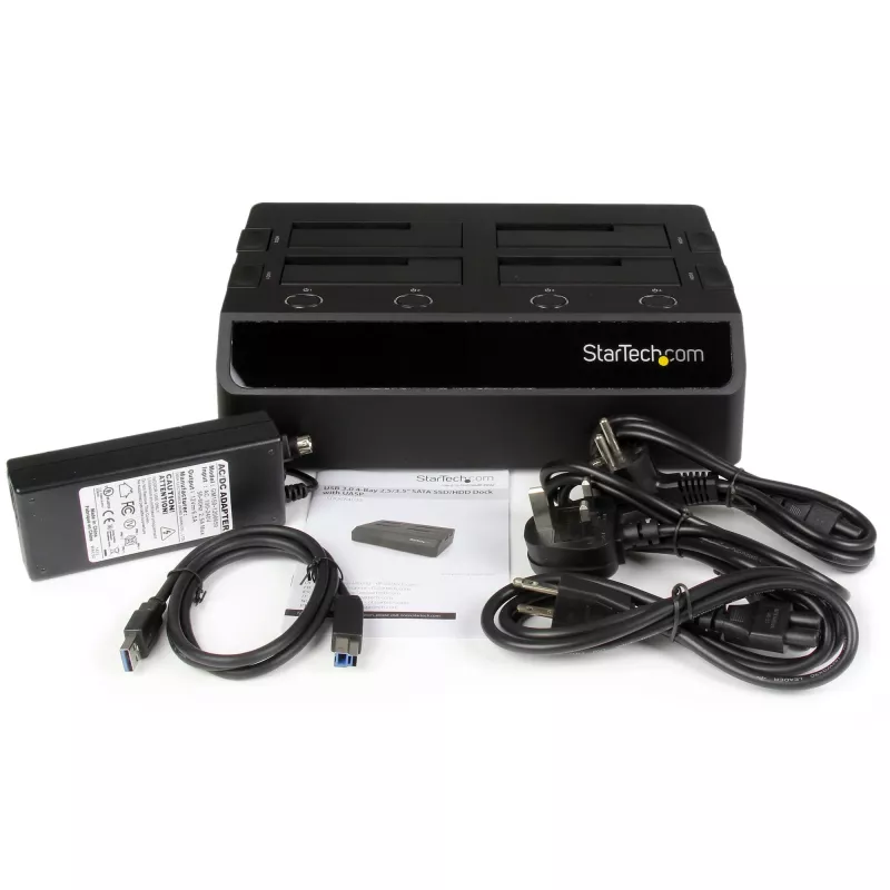 StarTech.com SDOCK4U33 4 lizdų USB 3.0 į SATA kietojo disko dokas, išorinis 2,5/3,5 col. SATA III SSD/HDD dokas su karšto keitimo palaikymu