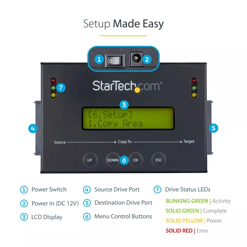 StarTech.com SATDUP11IMG – autonominis 1:1 SATA HDD/SSD kopijavimo įrenginys su disko atvaizdų tvarkykle