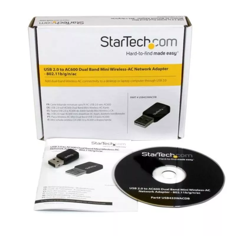 StarTech.com USB 2.0 AC600 Mini Dual Juostinis Belaidis-AC Tinklo Adapteris - 1T1R 802.11ac WiFi Adapteris