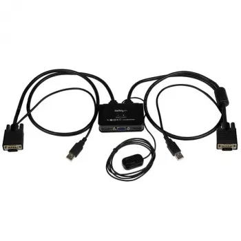 StarTech.com 2 prievadų USB VGA kabelinis KVM jungiklis - maitinamas per USB su nuotoliniu jungikliu