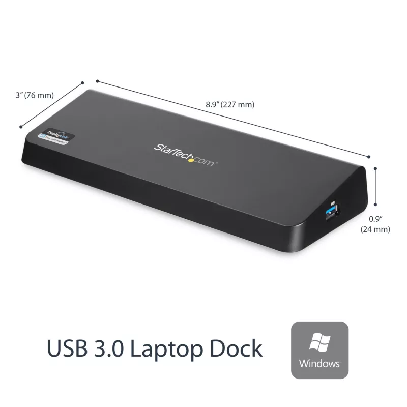 StarTech.com USB 3.0 dokavimo stotelė dviem monitoriams su HDMI ir 4K DisplayPort - USB 3.0 į 4x USB-A, Ethernet, HDMI ir DP - universali USB Type A nešiojamojo kompiuterio dokavimo stotelė, skirta Mac ir Windows