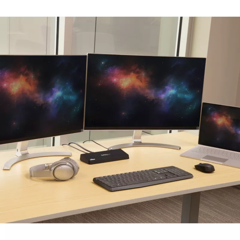 StarTech.com USB 3.0 dokavimo stotelė dviem monitoriams su HDMI ir 4K DisplayPort - USB 3.0 į 4x USB-A, Ethernet, HDMI ir DP - universali USB Type A nešiojamojo kompiuterio dokavimo stotelė, skirta Mac ir Windows