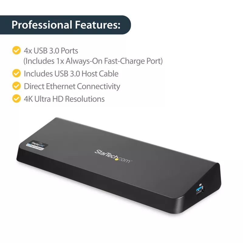 StarTech.com USB 3.0 dokavimo stotelė dviem monitoriams su HDMI ir 4K DisplayPort - USB 3.0 į 4x USB-A, Ethernet, HDMI ir DP - universali USB Type A nešiojamojo kompiuterio dokavimo stotelė, skirta Mac ir Windows