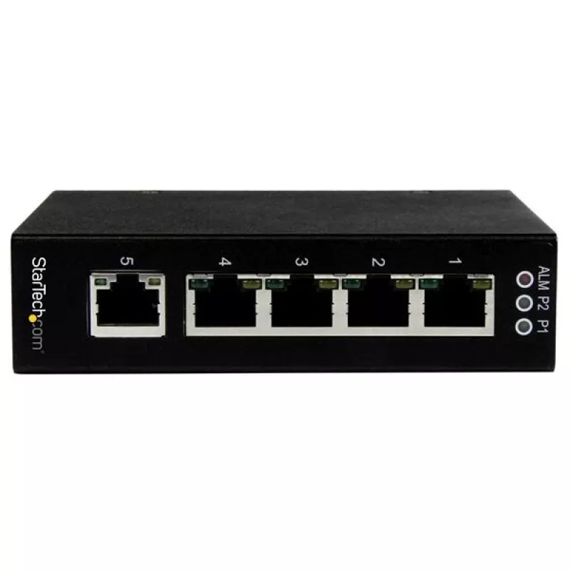 StarTech.com IES51000 5 prievadų nevaldomas pramoninis Gigabit Ethernet komutatorius – DIN bėgelio / sieninis montavimas