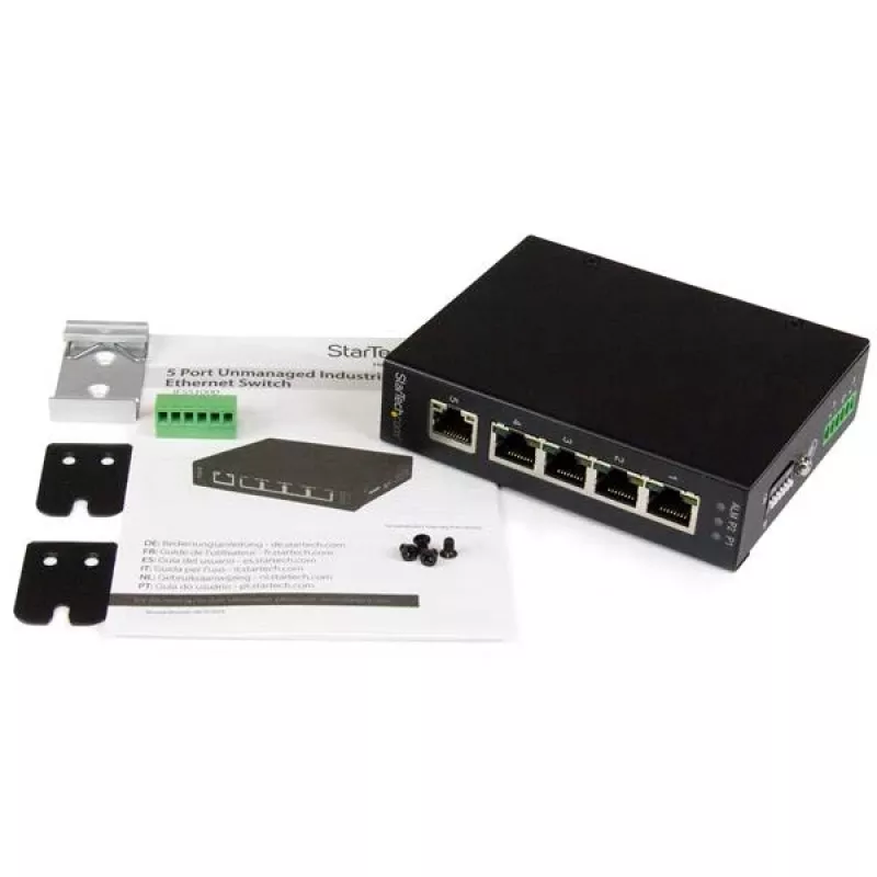 StarTech.com IES51000 5 prievadų nevaldomas pramoninis Gigabit Ethernet komutatorius – DIN bėgelio / sieninis montavimas