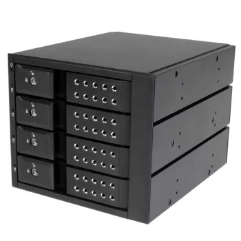 StarTech.com 4 lizdų aliumininis bekrepšis karšto keitimo mobilių diskų krepšys su backplane 3,5 colio SAS II/SATA III - 6 Gbps HDD