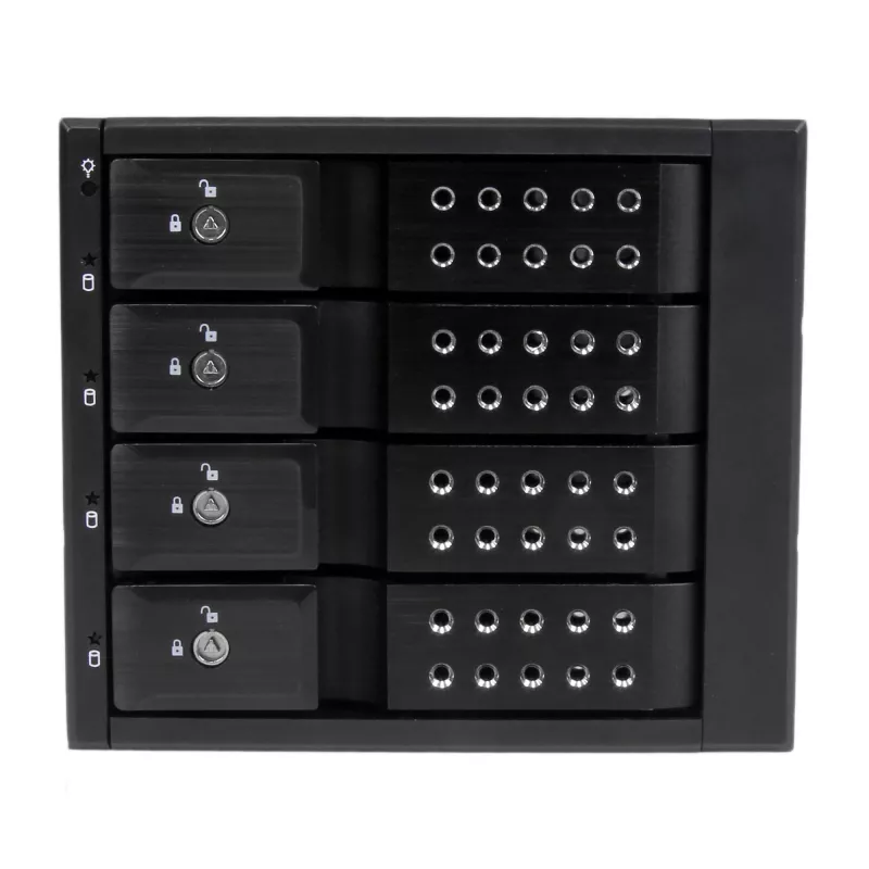 StarTech.com 4 lizdų aliumininis bekrepšis karšto keitimo mobilių diskų krepšys su backplane 3,5 colio SAS II/SATA III - 6 Gbps HDD
