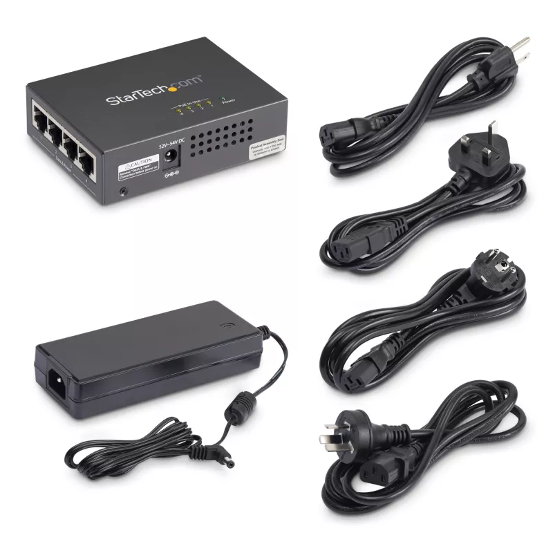 StarTech.com 4 prievadų Gigabit PoE+ injektorius - 802.3at/af