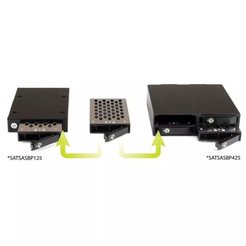 StarTech.com 4-jų lizdų mobilaus stovo galinė plokštė 2,5 colių SATA/SAS diskams