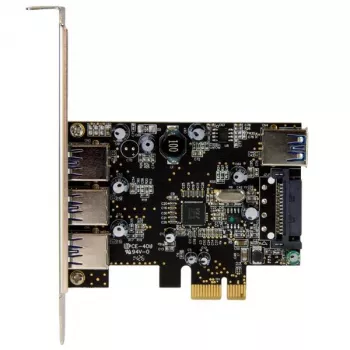 „StarTech.com“ 4 prievadų PCI Express USB 3.0 kortelė, PCIe, USB 3.2 Gen 1 (3.1 Gen 1), pilno / žemo profilio, PCI 2.0, juoda, nerūdijantis plienas, 3 m