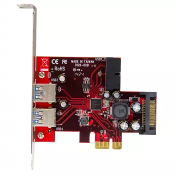 „StarTech.com“ 4 prievadų PCI Express USB 3.0 kortelė – 2 išoriniai ir 2 vidiniai – SATA maitinimas – UASP palaikymas – 2x vidiniai (IDC) pagrindinės plokštės tipo lizdai