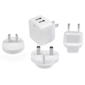 StarTech.com Dviejų prievadų USB sieninis kroviklis – tarptautinėms kelionėms – 17W/3.4A – baltas