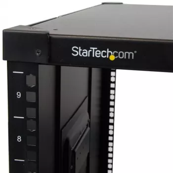 StarTech.com 4-Post 9U mobilus atviro rėmo serverių stovas ant ratukų, 19 colių riedantis stovas siauroms erdvėms namuose/biuruose, mažas duomenų stovas kompiuterinei/AV/IT įrangai – atitinka TAA reikalavimus
