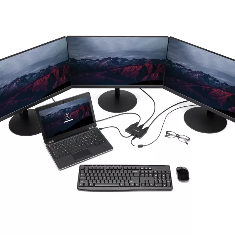 StarTech.com 3 prievadų kelių monitorių adapteris – Mini DisplayPort į HDMI MST centras – Trigubas 1080p arba Dvigubas 4K 30 Hz – Vaizdo skirstytuvas išplėstiniam darbalaukiui tik sistemoje Windows – mDP 1.2 į 3x HDMI