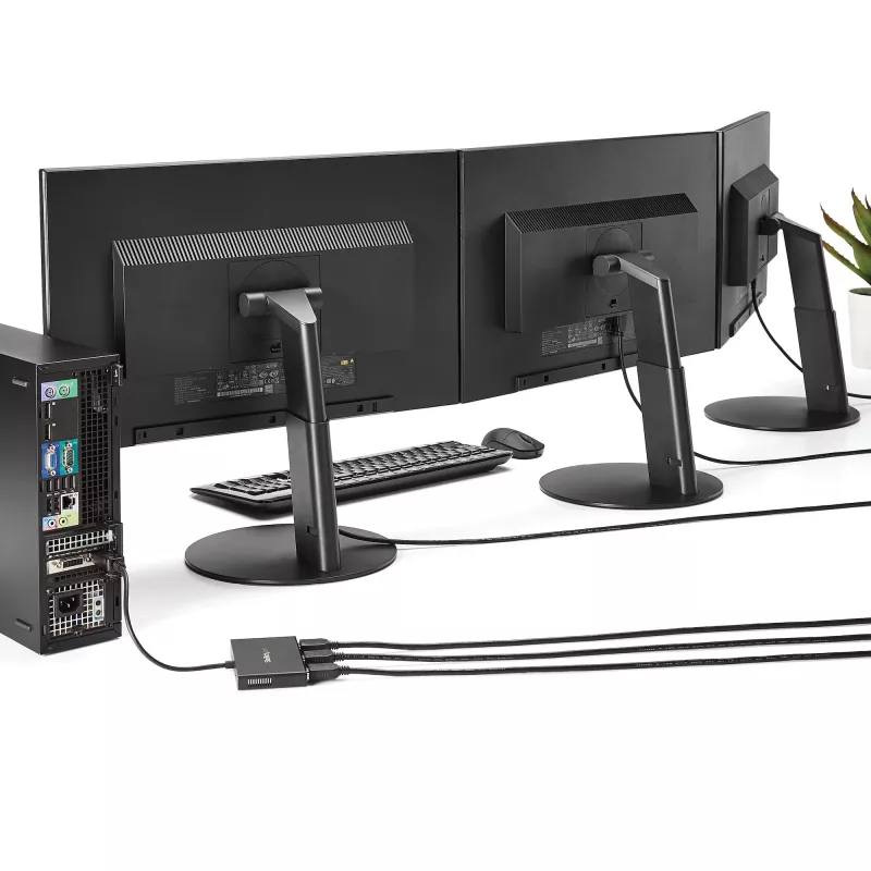 StarTech.com 3 prievadų kelių monitorių adapteris – Mini DisplayPort į HDMI MST centras – Trigubas 1080p arba Dvigubas 4K 30 Hz – Vaizdo skirstytuvas išplėstiniam darbalaukiui tik sistemoje Windows – mDP 1.2 į 3x HDMI