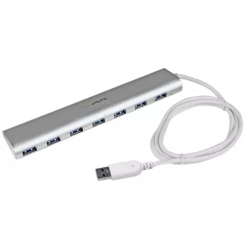 StarTech.com 7 prievadų USB 3.2 Gen 1 šakotuvas, USB-A → 7× USB-A, 5 Gbps, tvirtas aliuminio korpusas, maitinamas iš magistralės arba iš tinklo, nešiojamas