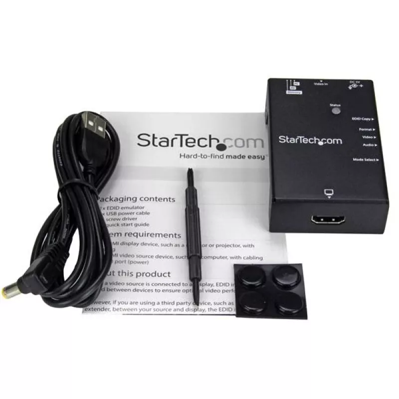 StarTech.com EDID emuliatorius HDMI ekranams - 1080p, juodas, plieninis, RoHS, CE, FCC, 1920 x 1080 pikseliai, 720p, 1080p, HDMI