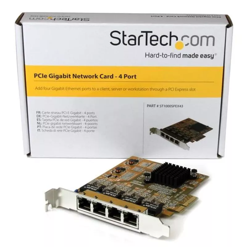 StarTech.com 4 prievadų PCIe Gigabit tinklo adapterio plokštė, vidinė, laidinė, PCI Express, Ethernet, 2000 Mbit/s
