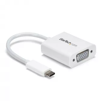 StarTech.com USB-C į VGA adapteris - Baltas, 3.2 Gen 1 (3.1 Gen 1), USB Type-C, VGA (D-Sub) išėjimas, 1920 x 1200 pikselių