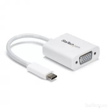 StarTech.com USB-C į VGA adapteris - Baltas, 3.2 Gen 1 (3.1 Gen 1), USB Type-C, VGA (D-Sub) išėjimas, 1920 x 1200 pikselių