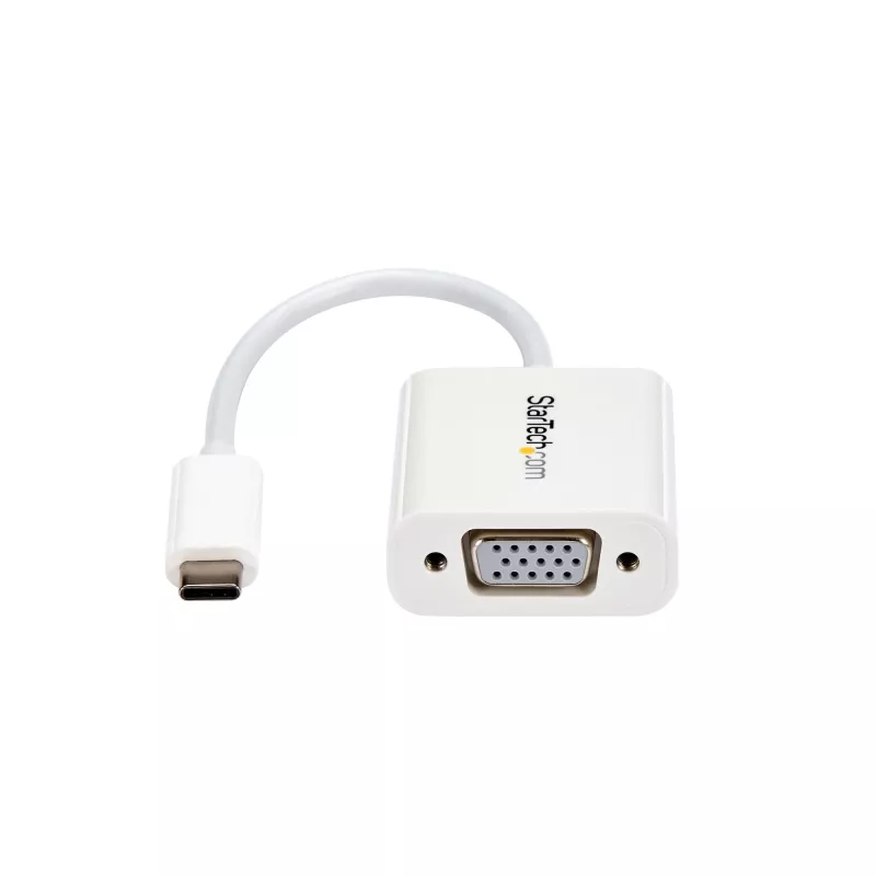 StarTech.com USB-C į VGA adapteris - Baltas, 3.2 Gen 1 (3.1 Gen 1), USB Type-C, VGA (D-Sub) išėjimas, 1920 x 1200 pikselių