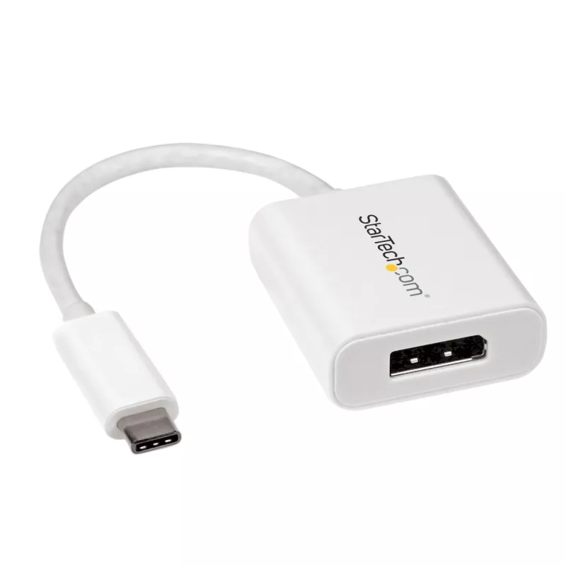 StarTech.com USB-C į DisplayPort adapteris – 4K 60Hz/8K 30Hz – USB Type-C į DP 1.4 HBR2 adapteris – kompaktiškas USB-C (DP Alt Mode) monitoriaus vaizdo keitiklis – suderinamas su Thunderbolt 3 – baltas
