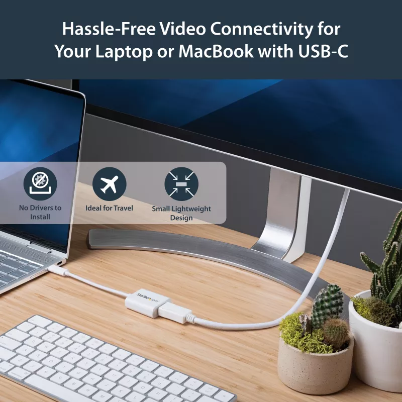 StarTech.com USB-C į DisplayPort adapteris – 4K 60Hz/8K 30Hz – USB Type-C į DP 1.4 HBR2 adapteris – kompaktiškas USB-C (DP Alt Mode) monitoriaus vaizdo keitiklis – suderinamas su Thunderbolt 3 – baltas
