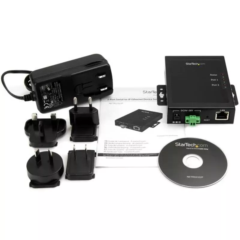 StarTech.com 2 prievadų nuosekliojo ryšio į Ethernet IP įrenginių serveris - RS232 - metalinis ir montuojamas
